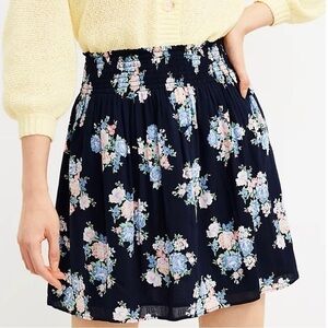 Loft Blossom Floral Smocked Skirt Small